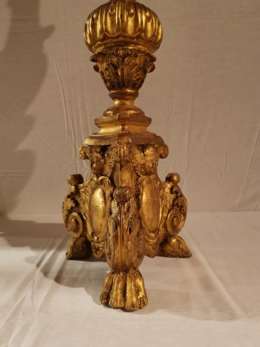 Antiquités - Torchère en bois doré d’époque Louis XIV, XVIIe siècle