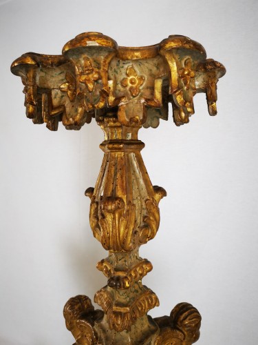 Paire de portes torchères en bois doré d’époque Louis XIV - Sérignan Antiquités
