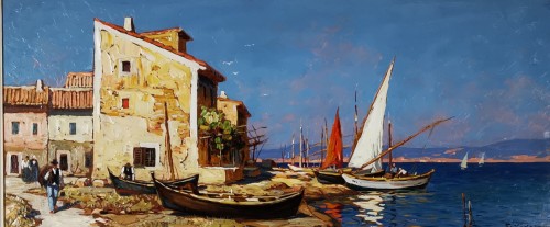Gustave Vidal (1895-1966) - Maison de pêcheurs étang de Biguglia Corse.