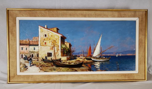 Gustave Vidal (1895-1966) - Maison de pêcheurs étang de Biguglia Corse. - Tableaux et dessins Style Art nouveau