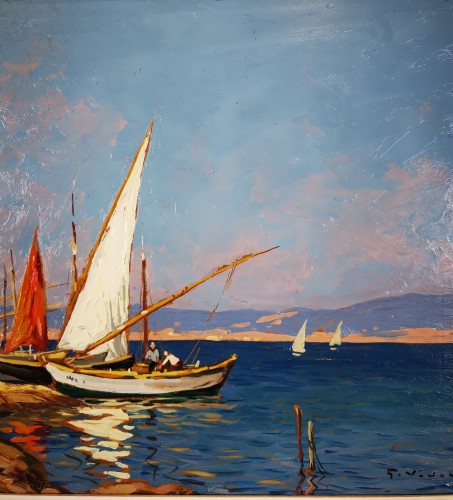 Gustave Vidal (1895-1966) - Maison de pêcheurs étang de Biguglia Corse. - Art nouveau