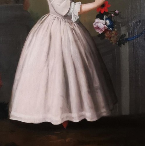 Louis XV - La jeune fille à la guirlande de fleurs - École française fin XVIIIe siècle