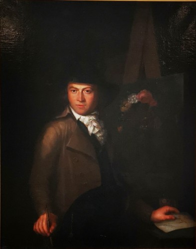 Autoportrait en clair obscur - école Française du XVIIIe siècle vers 1770-1780 - Tableaux et dessins Style Louis XVI