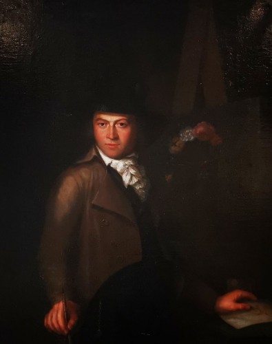 Autoportrait en clair obscur - école Française du XVIIIe siècle vers 1770-1780 - Sérignan Antiquités