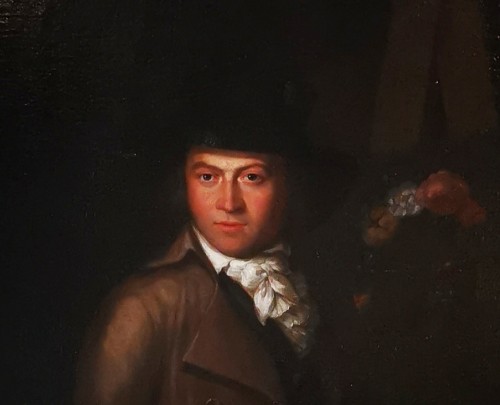 XVIIIe siècle - Autoportrait en clair obscur - école Française du XVIIIe siècle vers 1770-1780