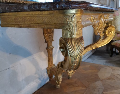 Console en bois de chêne sculpté et doré d’époque Régence vers 1715 - 1720 - Régence