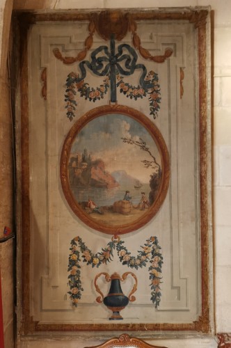 Tableaux et dessins Tableaux XVIIIe siècle - Paire de toiles peintes néoclassiques de boiserie vers 1800