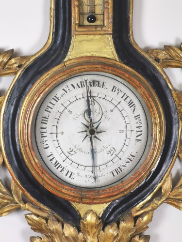 XVIIIe siècle - Baromètre-thermomètre d’époque Louis XVI