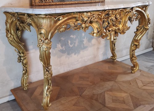 Mobilier Console - Importante table en console en bois doré, Aix en Provence vers 1760