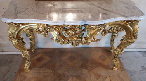 Importante table en console en bois doré, Aix en Provence vers 1760 - Sérignan Antiquités