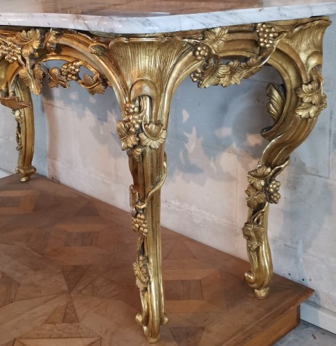 Louis XV - Importante table en console en bois doré, Aix en Provence vers 1760