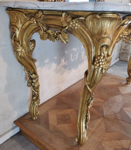 Antiquités - Importante table en console en bois doré, Aix en Provence vers 1760