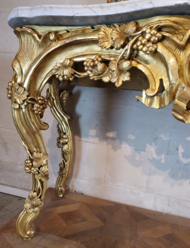 Antiquités - Importante table en console en bois doré, Aix en Provence vers 1760