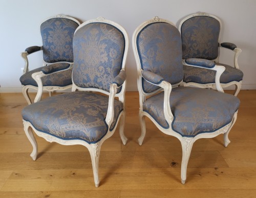 Suite de quatre fauteuils d’époque Louis XV estampillés de Louis-Michel Lefèvre - Sérignan Antiquités