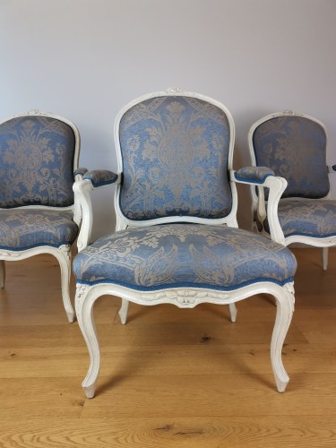 Louis XV - Suite de quatre fauteuils d’époque Louis XV estampillés de Louis-Michel Lefèvre