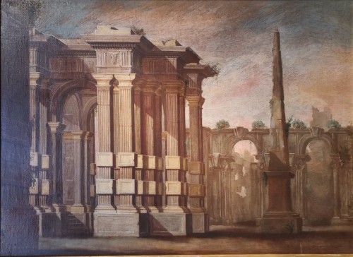 Paire de grands caprices architecturaux de l'atelier d’Alberto Carlieri (1672-c.1720) - Sérignan Antiquités