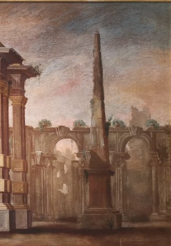 Paire de grands caprices architecturaux de l'atelier d’Alberto Carlieri (1672-c.1720) - Louis XV