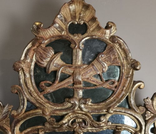 Antiquités - Miroir d’époque Louis XV, aux attributs de la déesse Artémis