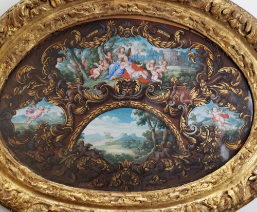 La victoire de l'amour, gouache d’époque Louis XIV, XVIIe siècle - Tableaux et dessins Style Louis XIV