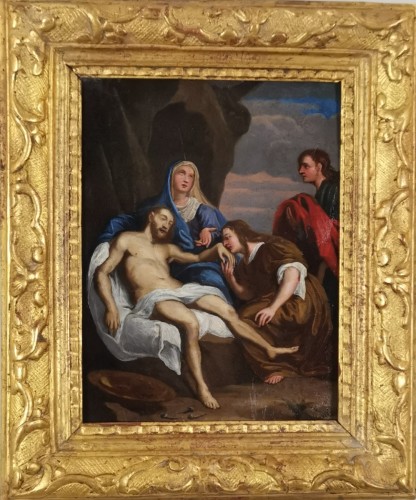 La Déploration du Christ, Ecole française sur cuivre du XVIIe siècle