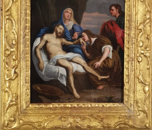 XVIIe siècle - La Déploration du Christ, Ecole française sur cuivre du XVIIe siècle