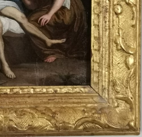 Antiquités - La Déploration du Christ, Ecole française sur cuivre du XVIIe siècle