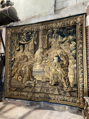 Antiquités - Tapisserie d'Aubusson du XVIIe siècle - Le banquet d'Alcinous d’après Isaac Moillon