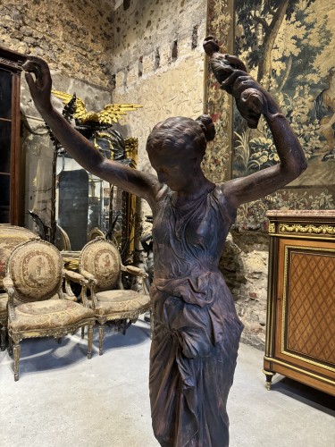 «La fileuse de Procida» statue en fonte de fer  d’après Louis Léon Cugnot (1835-1894) - Antiquités Simon