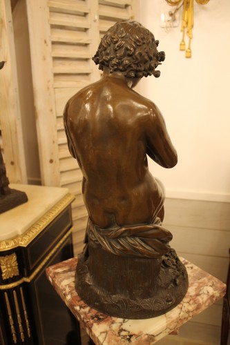Sculpture Sculpture en Bronze - VENOT Cyprien François (1808-1886) Putto aux tourterelles