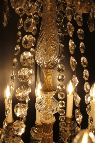 Lustre en bronze doré et cristal à douze feux, époque Napoléon III - Napoléon III