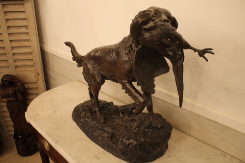 Lienard Emile Désiré  (1842 - ?) - Epagneul au faisan, grand bronze - Antiquités Thierry Martin