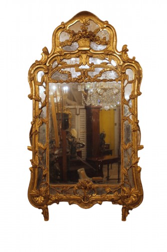 Grand miroir provencal à parecloses, époque Louis XV