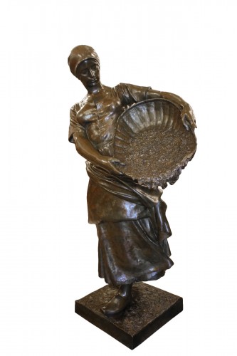 La Cribleuse de blé, importante sculpture en bronze d'Antonin LARROUX (1859-1937)