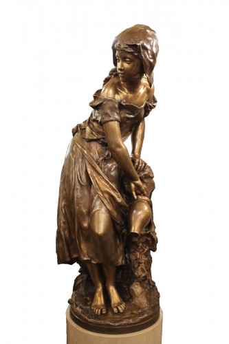 Jeune fille à la fontaine - Bronze de Mathurin Moreau (1822-1912)