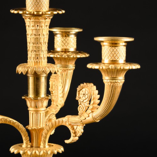 Antiquités - Grande paire de candélabres Empire signés Gérard-Jean Galle