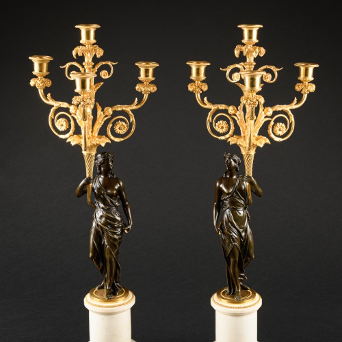 Importante paire de candélabres d’époque Directoire - Luminaires Style Directoire