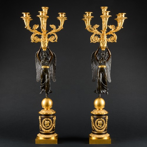 XIXe siècle - Grande paire de candélabres Empire attribuée à Pierre-Philippe Thomire