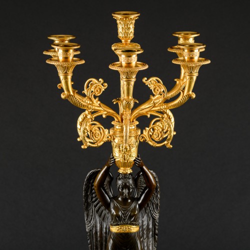 Antiquités - Grande paire de candélabres Empire attribuée à Pierre-Philippe Thomire