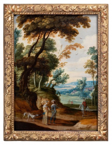 Paire de paysages, Gillis van Coninxloo II (atelier) – Flandres circa 1600. - Tableaux et dessins Style Renaissance
