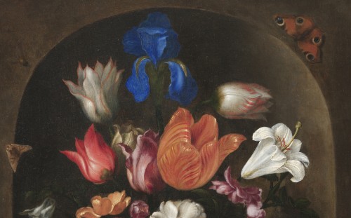 Tableaux et dessins Tableaux XVIIe siècle - Nature morte aux fleurs et aux insectes - Attribué à Jacques de Gheyn II (1565 -1629)