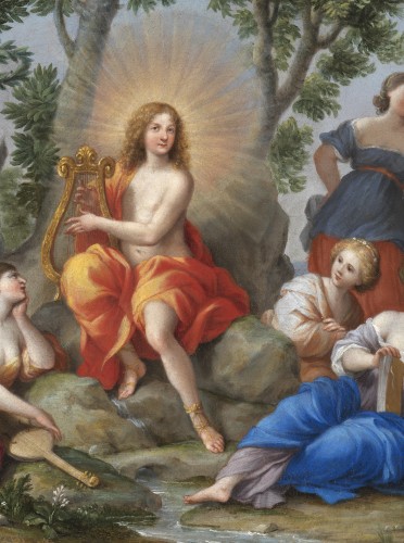 Louis XIV en Apollon sur le Mont Parnasse – Atelier de Giovanni Francesco Romanelli - Galerie Thierry Matranga