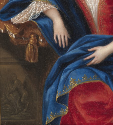 Portrait d’une élégante dans un palais – ecole française du 17e siècle, entourage de François de Troy - Galerie Thierry Matranga