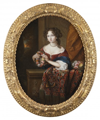 Portrait d’une demoiselle en Flore – Attribué à Jan van Haensbergen (1642 – 1705)