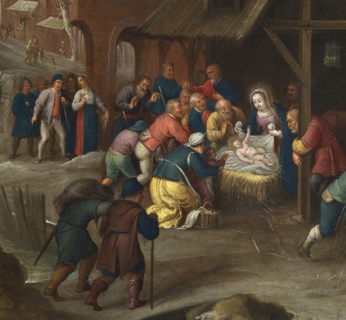 Tableaux et dessins Tableaux XVIIe siècle - L’Adoration des bergers – Anvers, première moitié du 17e siècle
