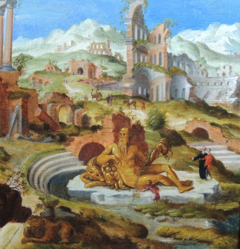 Tableaux et dessins Tableaux XVIe siècle - St-Jérôme dans les ruines de Rome – Pays-Bas fin XVIe siècle