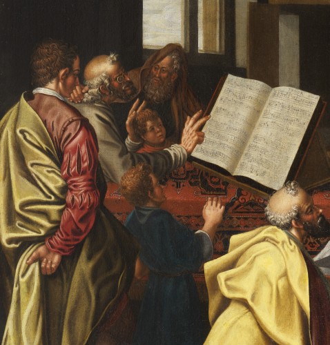 David jouant de la harpe - Ecole hollandaise vers 1600 - Tableaux et dessins Style Renaissance