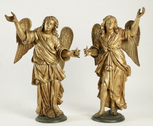Paire d’anges céroféraires – Italie 17e siècle - Galerie Thierry Matranga