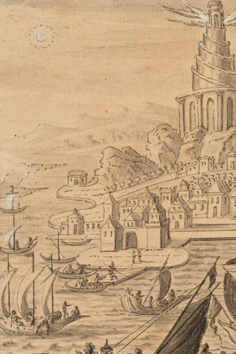 XVIe siècle et avant - La construction du Phare d’Alexandrie – Suiveur de Marteen van Heemskerck vers 1600