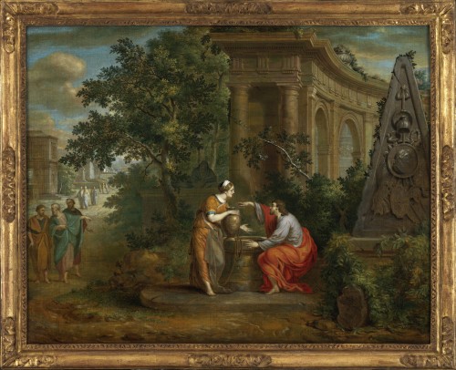 Le Christ et la Samaritaine – Frans van Dorne (1776 – 1848) signé et daté 1798