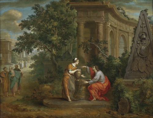 Le Christ et la Samaritaine – Frans van Dorne (1776 – 1848) signé et daté 1798 - Tableaux et dessins Style 